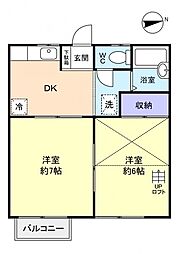 ダイワプラザ飯盛台 2DKの間取図画像