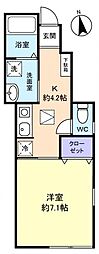 クレアシオン八千代台西A 1Kの間取図画像