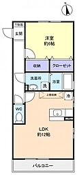 アヴェニール志津A 1LDKの間取図画像
