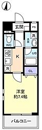 ウィンヒルズ勝田台 1Kの間取図画像