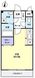 サンライズ ワンルームの間取図画像