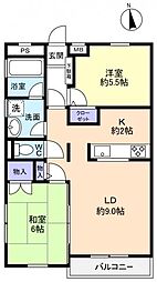 ペアシティシャルマン村上 2LDKの間取図画像