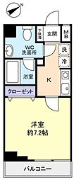 アセントY津田沼 1Kの間取図画像