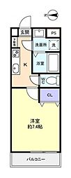 ウイングテラス前原 1Kの間取図画像