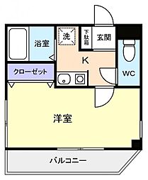 ユタカビル 1Kの間取図画像