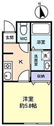Ｌｉｋｅｓ飯山満町Ｂ棟 1階1Kの間取り