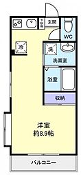 スプリングス弐千 2階ワンルームの間取り
