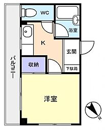 山崎ビル 3階1Kの間取り