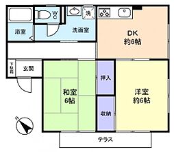 グラースハイツ 1階2DKの間取り
