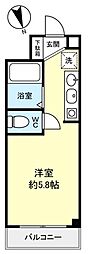 テラスレジデンス津田沼 3階ワンルームの間取り