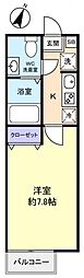 セレーナ中央 1Kの間取図画像