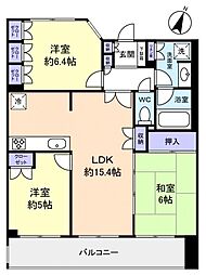 コンフォートパレス薬園台 3LDKの間取図画像