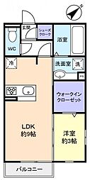 カノアハレ 1LDKの間取図画像