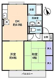 グランデ3番館 2DKの間取図画像