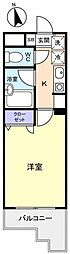 ルクレ津田沼 1Kの間取図画像
