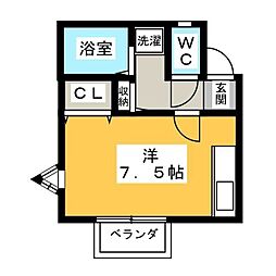 リバーサイド阿山 ワンルームの間取図画像