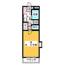 フリオフラッシュ 1Kの間取図画像