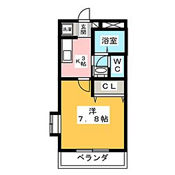 シャトー伊賀 1Kの間取図画像