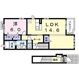 ラウンド・ハピネス 1LDKの間取図画像