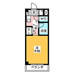ロゼーリ 1Kの間取図画像