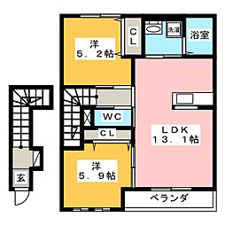 エトワール美旗1 2LDKの間取図画像