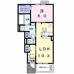 エトワールくらもちc 1LDKの間取図画像