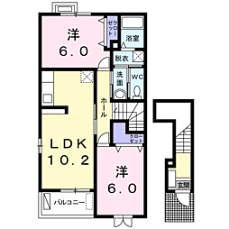 エスポワール1 2LDKの間取図画像