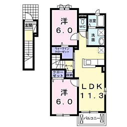 ケイワ 2LDKの間取図画像