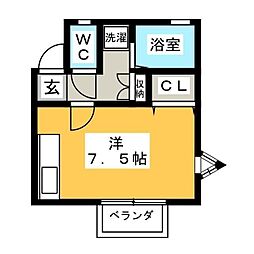 リバーサイド阿山 ワンルームの間取図画像