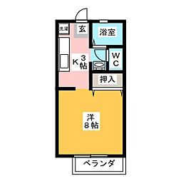 タカラダハイツ 1Kの間取図画像
