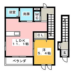 クッキーハイム 1LDKの間取図画像