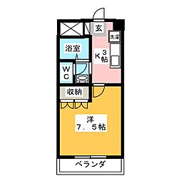 フォレストヒルズ 1Kの間取図画像