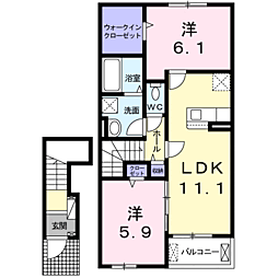 ムゲット 2LDKの間取図画像