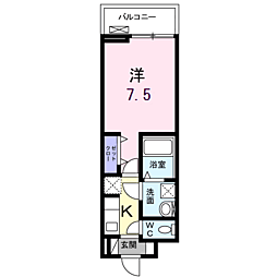 メゾンフォレスティエール2 1Kの間取図画像