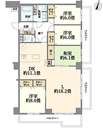 パレステージ山手石川町 4LDKの間取図画像
