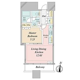 パークコート渋谷ザタワー 1LDKの間取図画像