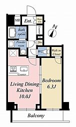 GALICIA西馬込 1LDKの間取図画像