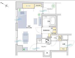 スカーラ武蔵小山 1Kの間取図画像