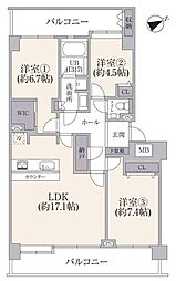 ヒルズ大森 3LDKの間取図画像