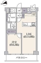 朝日プラザ新蒲田 1LDKの間取図画像