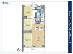 大島スカイハイツ 3LDKの間取図画像