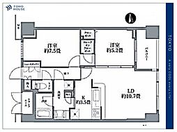 東新宿レジデンシャルタワー 2LDKの間取図画像