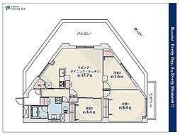 戸山マンション 3SLDKの間取図画像