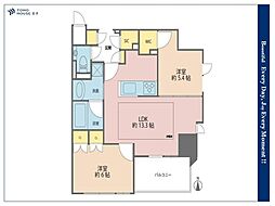 ジオ西新宿ツインレジデンスウエスト棟 2LDKの間取図画像