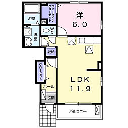 JR山陽本線 笠岡駅 バス11分 生江浜下車 徒歩5分の賃貸アパート 1階1LDKの間取り