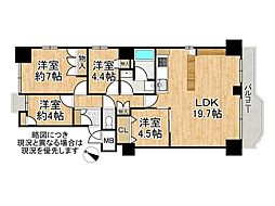 ポートピアプラザB棟 4LDKの間取図画像