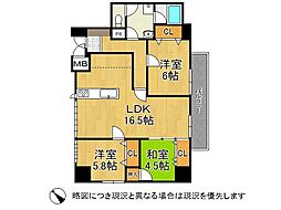 ダイアパレス新神戸 3LDKの間取図画像