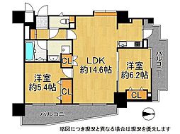 サンシャイン中山手 2LDKの間取図画像
