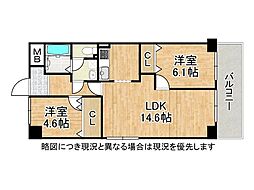 マンハイム弁天町 2LDKの間取図画像
