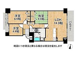 イーストコート4番街5番館 3LDKの間取図画像